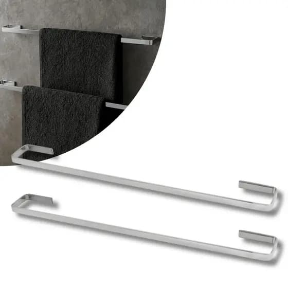 Kit Porta Toalhas Banho Alumínio Inox Stander 50cm Antiferrugem