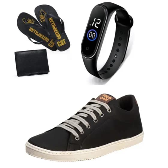 Kit Tenis Sapatenis Casual Masculino + Chinelo + Carteira e Relogio