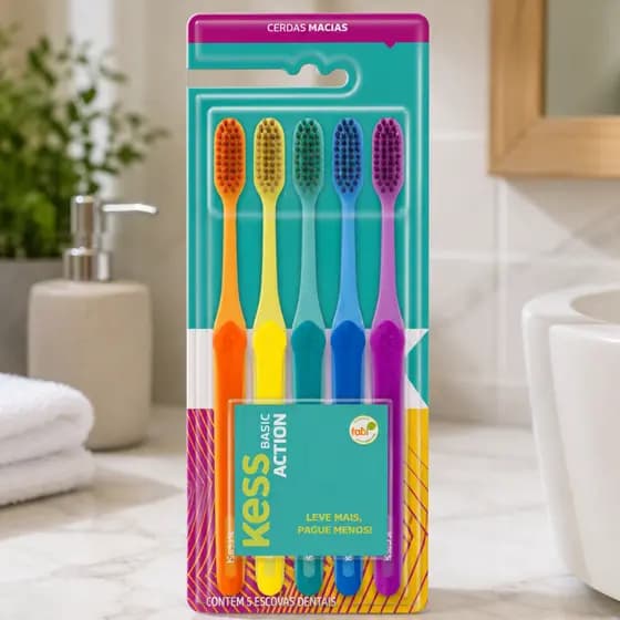 kess Escova De Dente Macia Pacote Com 5un Cerdas De Nylon Polidas Macias e arredondadas Pague Menos e leve Mais
