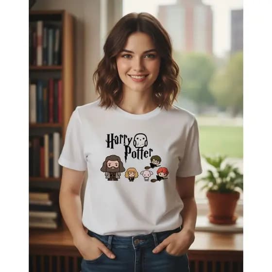 Camiseta 100% Algodão Premium Casual Harry Potter Camisa Lançamento 2025