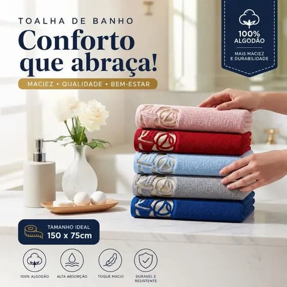 Kit 3 Toalha Banho Luxo Monique Banhão Ótima Absorção 150x75cm Alta Qualidade