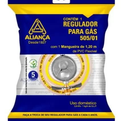 Kit Registro Regulador Gás de Cozinha C/ Mangueira + Abraçadeira