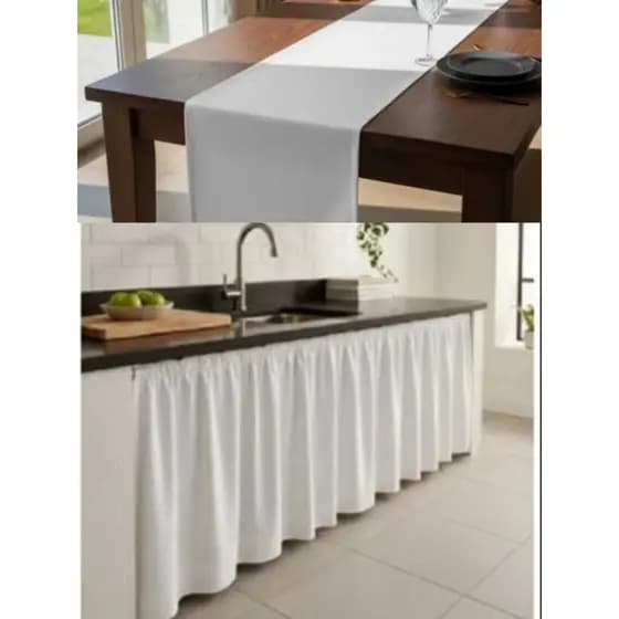 Kit Caminho de Mesa e Cortina de Pia Estilo Moderno