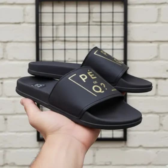 Sandália Slide Pé de Q? Masculina Várias Cores Lançamento Shopee