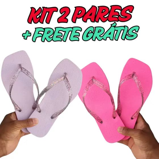 Kit De Chinela Feminino Adulto Infantil 2 Pares Sandalha Havana Menina Confortável Solado Macio Promoção Limi Envio Hoje