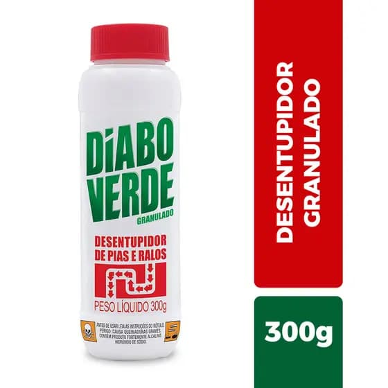 Diabo Verde Desentupidor Granulado P/ Pia Ralo Vaso Canos 300g Privada Ação Rápida Super Potente