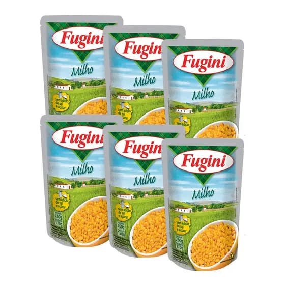 Kit C/ 6 Sache Milho Verde Em Conserva Fugini P/ Pizza Molhos Cachorro Quente 170g Cada