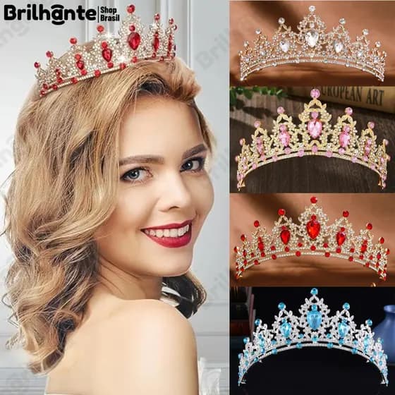 Tiara de Strass Barroca Luxuosa | Acessório de Princesa para Casamento & Festas