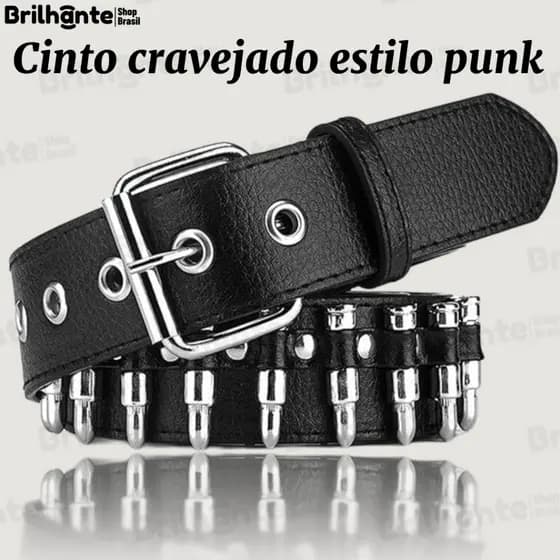 Cinto de corrente com rebites estilo punk europeu e americano, estilo rock
