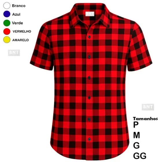 Camisa Xadrez Masculina Festa Junina – Manga Curta | Tecido Viscose Leve e Fresco Varias Cores
