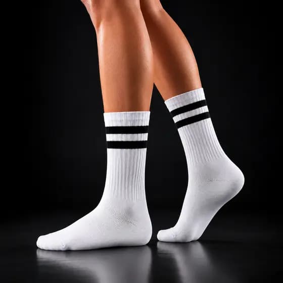 Meia Cano Alto Listrada Kit até 12 Pares Algodão Premium Academia Esportiva Casual Confortável Cano Super Longo Perfeita