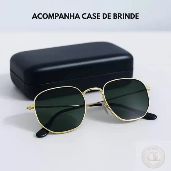 Óculos De Sol Hexagonal Feminino Masculino Luxo Moda Vintage Clássico Original + Brinde