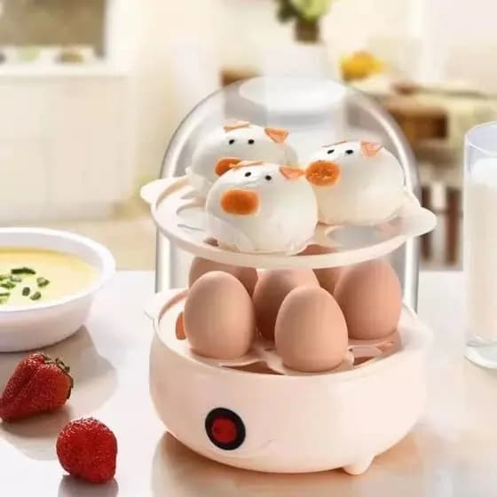 Cozedor de Ovos Elétrico Portátil Cozinha à Vapor 110V Cor Aleatória Uma Camada/Camada Dupla