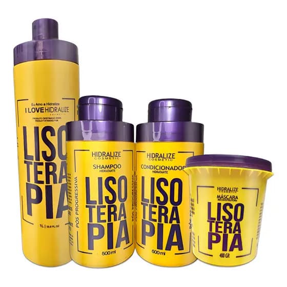 Kit Lisoterapia Progressiva Shampoo Condicionador e Máscara Tratamento Completo Sem Formol