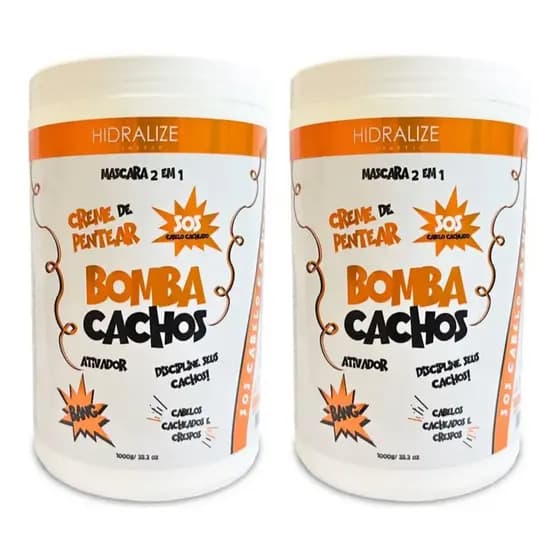 Kit 2 Cremes de Pentear Hidralize SOS Cachos 1kg para Cacheados e Crespos