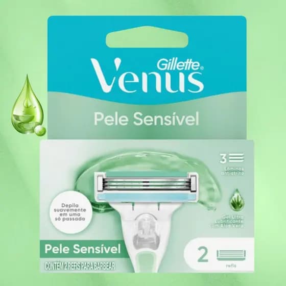 gillette vênus recarga com 2 unidades pele sénsivel