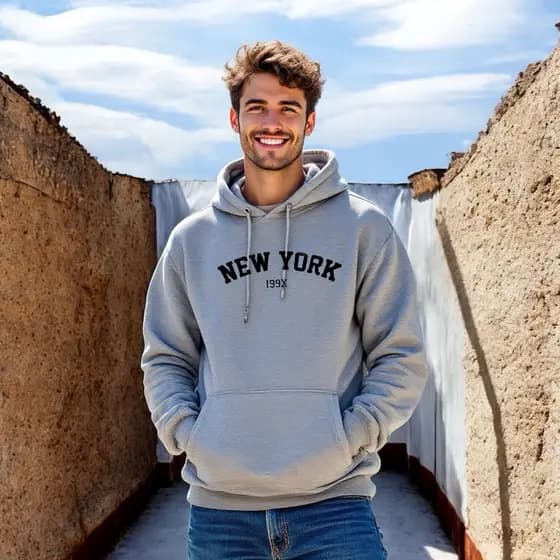 Moletom Canguru Unissex Blusa De Frio Com bolso e capuz Casaco Feminino Masculino Flanelado Algodão New York 199X