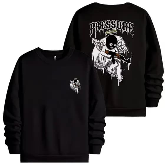 Blusa De Frio Moletom Casaco Gola Redonda Baby Angel Mask Gangster Ak47 Streetwear