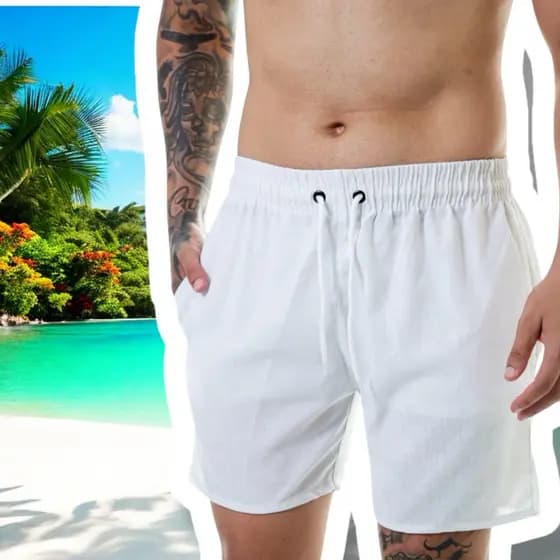 Short De Linho Masculino Básico Mauricinho Alta Qualidade Praia Bermuda