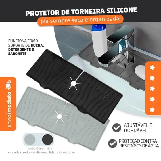Tapete Protetor Para Pia De Silicone Tapete De Proteção De Torneira Cozinha e Banheiro - Bhz Store
