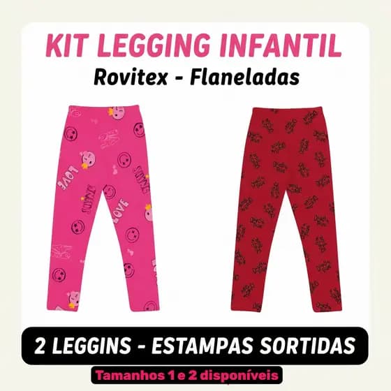 Calça Legging infantil menina Térmica flanelada Rovitex RoviKids - calça quentinha menina - KIT com 2 OU AVULSO