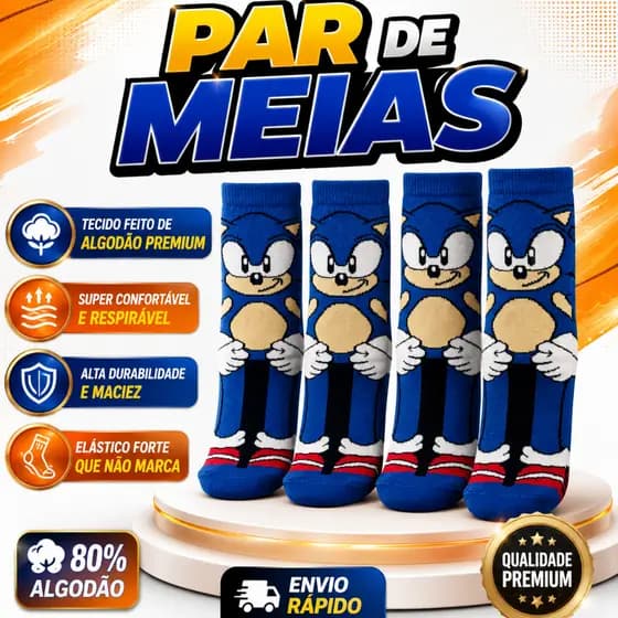 Meia Cano Longo Classic Sonic Unissex TIPO 1 | Confortável e Divertida