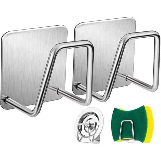 Kit 2/4/6 Suporte Aço Inoxidável Gancho Porta Esponja Bucha Pia Prateleira Cozinha Multiuso