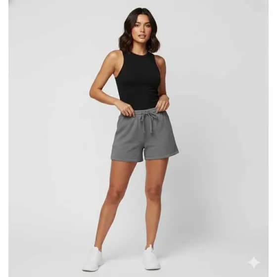 Shorts Somente Na Cor Cinza Para Praia Do P Ao GG Com Laço E Sem Bolsos