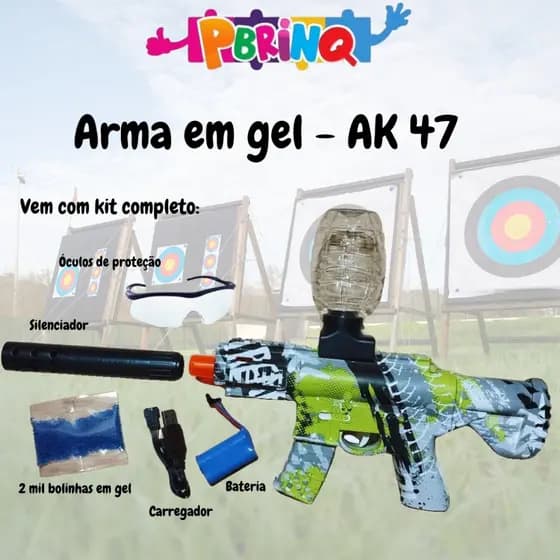 Arminha lança bolinhas de gel AK47 + brinde 10 mil bolinhas
