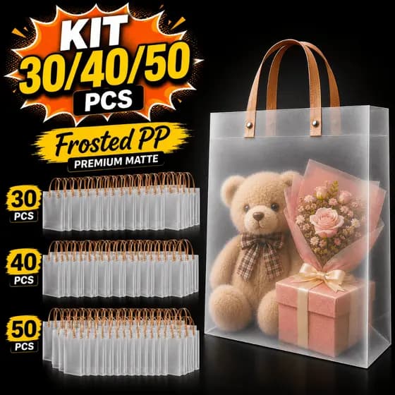 30/40/50 Sacolas de Presente em PP Fosco com Alças Reforçadas para Aniversário Casamento e Lembrancinhas