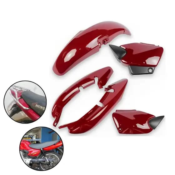 Kit Carenagem Completo Titan 125 Vermelho 2000 até 2004 Tampa Lateral + Rabeta + Paralama Dianteiro