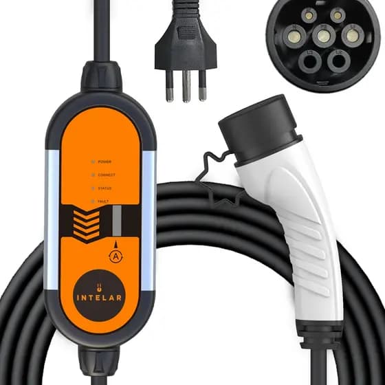 INTELAR Carregador para Carro Elétrico Portátil 3,5KW 20/10A Type 2 Carregador EV para Carros Elétricos e Híbridos Uso