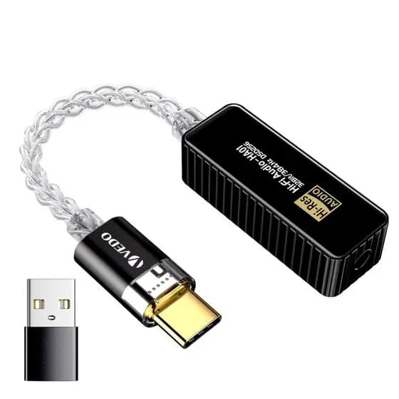 VEDO CS43198 DAC USB Portátil Áudio HiFi Decodificador Amplificador de fone de ouvido PCM384KHz DSD256 Android iOS