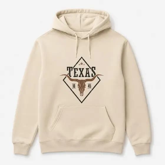 Blusa De Frio Moletom Country Texas 100% Algodão Flanelado Masculino Feminino Branco Preto Bege