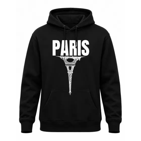Blusa De Frio Moletom Paris Torre 100% Algodão Flanelado Masculino Feminino Branco Preto Bege