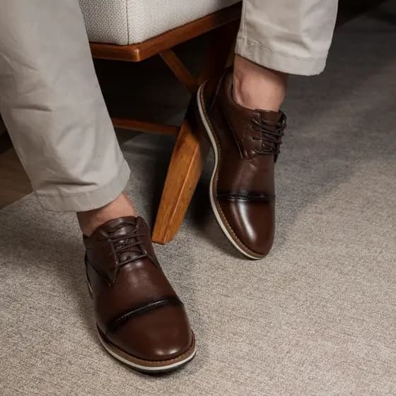 Sapato Masculino Oxford Santiago Confortável Sapato Masculino Social Brogue Estilo Moderno Dia dos Pais
