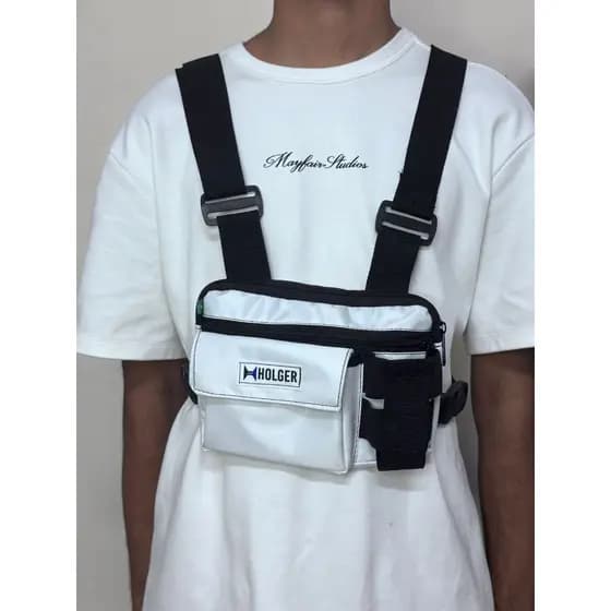 Bolsa Peitoral Unissex Antifurto Ideal Dia a Dia Branca Nylon Impermeável Holger