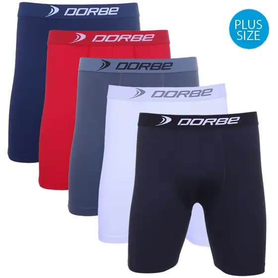 Kit 5 Cuecas Long Leg Plus Size Poliamida Dorbe Não Enrola Longa Microfibra Masculino Ciclista