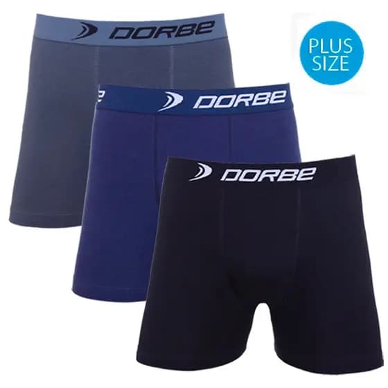 Kit 3 Cuecas Boxer Plus Size Algodão Dorbe Não Enrola Original Masculina Cueca Box Plu Size Cotton