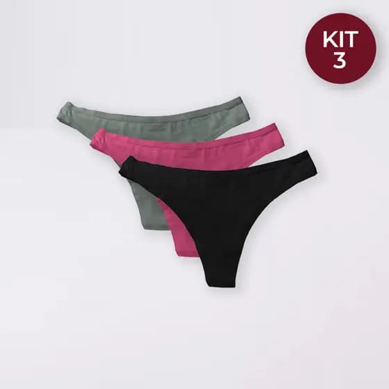 Kit 10, 5, 3 Calcinhas Feminina Adulto Modelo Tanga Tradicional 100% Algodão com Viés