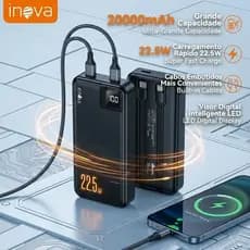 Inova Power Bank Bateria Portátil 10000mAh/20000mAh 22.5W Super rápido Carregador Portátil Display Turbo USB-C Lightning