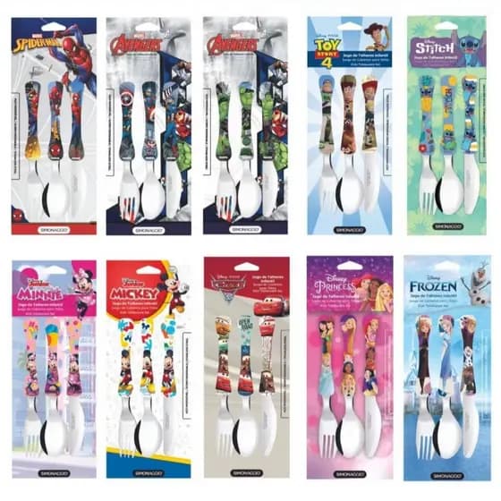 Talheres Infantil Disney Inox Princesas Minnie Frozen