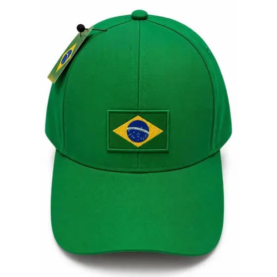 Boné Brasil Verde Bandeira Ajustável Premium Aba Curva Unissex Masculino Feminino