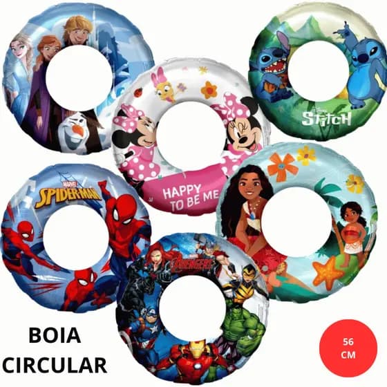 Boia Circular Inflável Stitch Redonda 56cm Piscina Praia Verao Cor Boia Stitich Colorida