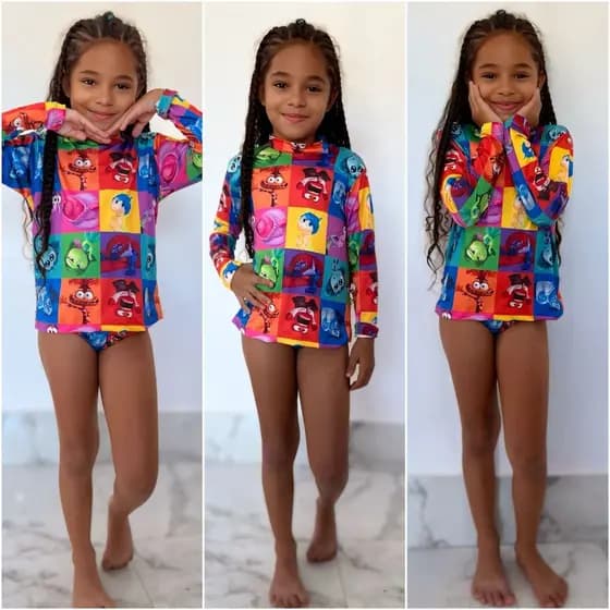 Traje de banho kit infantil Conjunto maiô Camisa UV Temáticas verão Proteção solar