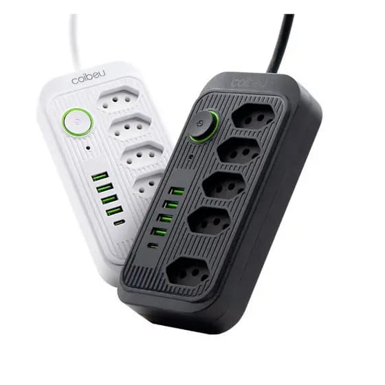 Extensão 5 Tomadas 4 USB 1 Type-C Universal Bivolt Power 110v/220v 2m WKC-541 COIBEU