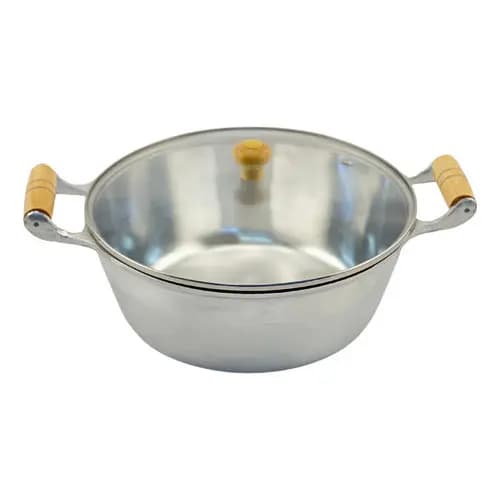 Panela Polido Alumínio Fundido Batido Grosso 24 Cm Tampa De Vidro