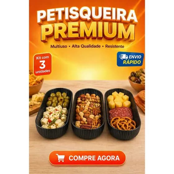 Kit 3 Petisqueira Plástico Para Aperitivo LANÇAMENTO