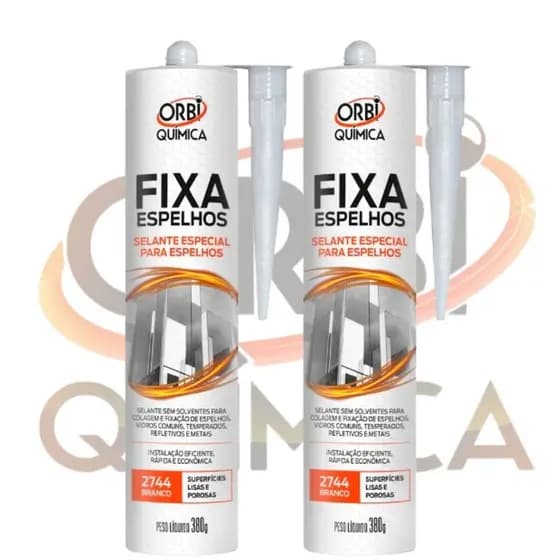 Kit 2 Fixa Espelho Para Todos Tipos De Vidro 380g Orbi - Adesivo Especial Para Espelhos