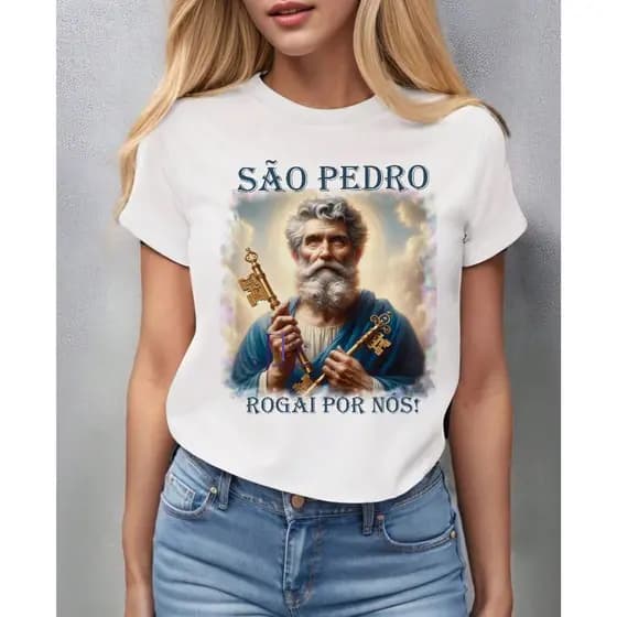 Blusa tshirt feminina SÃO PEDRO,Sagrada Familia, Maria,Jesus camiseta tshirt cristã, gospel plus size
